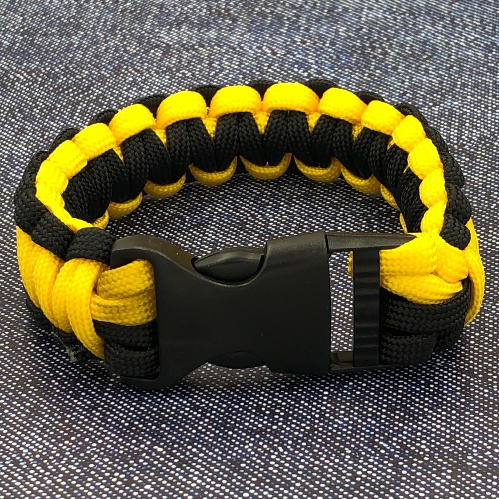 🍀 Yellow & Black Paracord Emergency Cord Unisex Bracelet
